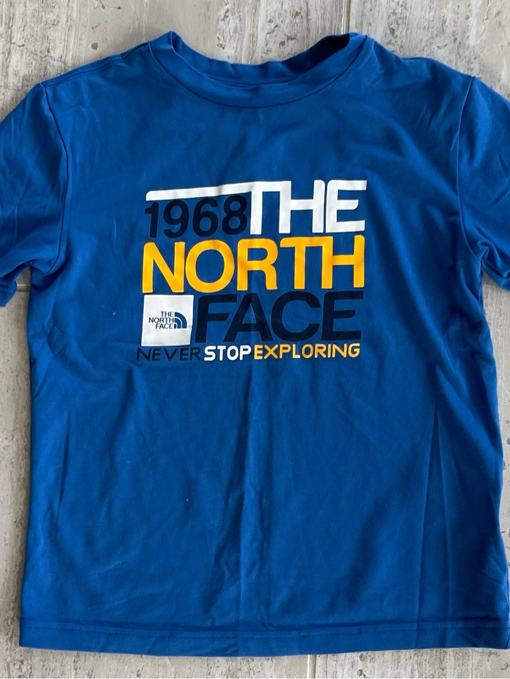 The North Face Blue Short-Sleeve Logo Tee with Yellow & White Accents